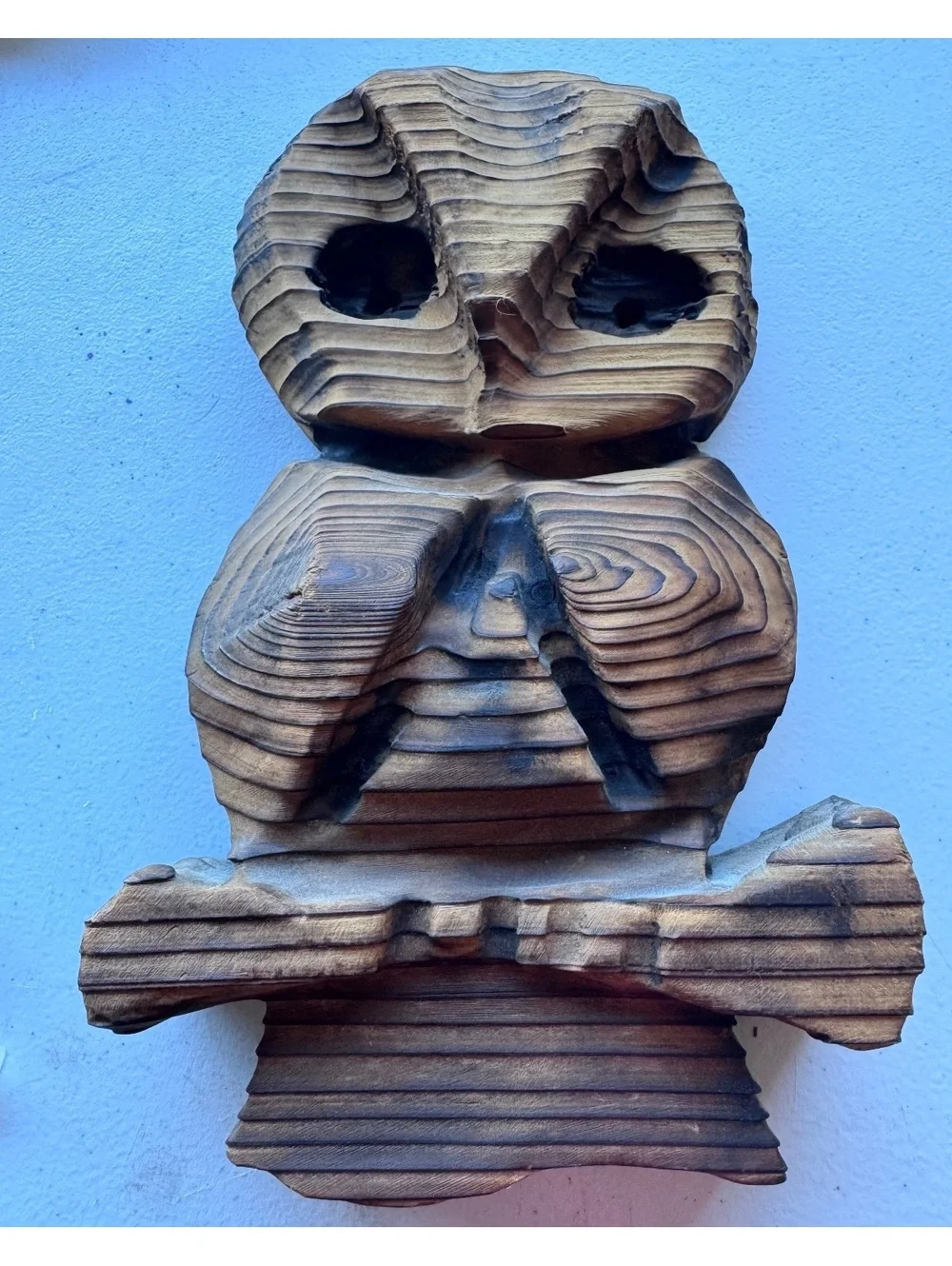 Rustic Hand Carved Wood Owl Wall Plaque 11” Folk Art Cabin Lodge Decor